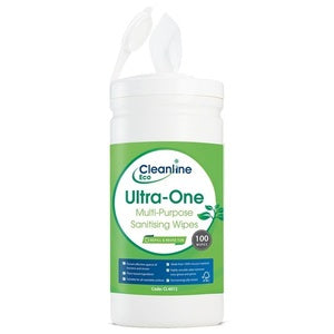 Cleanline Eco Ultra-One Wipes Tub (100 Wipes) - Indigo Supplies Ltd