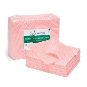 CleanWorks ProEco Compostable Cloths Red (Pack 50) - Indigo Supplies Ltd