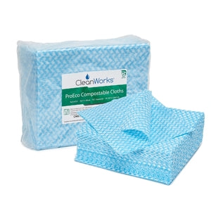 CleanWorks ProEco Compostable Cloths Blue (Pack 50) - Indigo Supplies Ltd