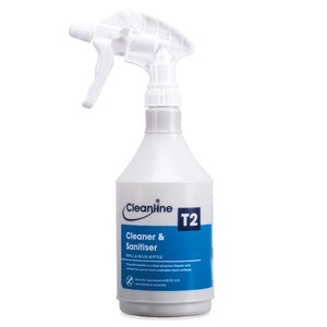 Cleanline T2 Cleaner & Sanitiser Trigger Bottle (Empty) 750ML - Indigo Supplies Ltd