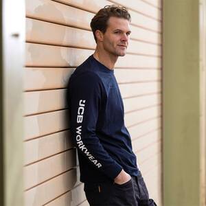 JCB Workwear Banner L/S Tshirt Navy - Indigo Supplies Ltd