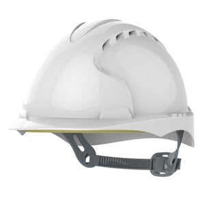 JSP EVO3 Mid Peak OneTouch Slip Ratchet Vented Safety Helmet White - Indigo Supplies Ltd