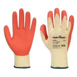 Portwest A100 Latex Grip Gloves Orange/Yellow - Indigo Supplies Ltd