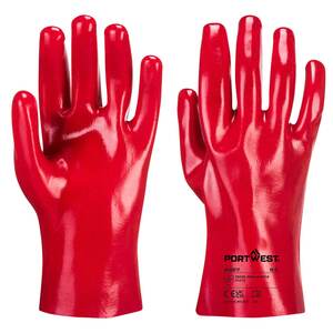 PVC Gauntlet Red 27CM - Indigo Supplies Ltd