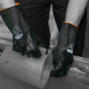 Heavy Duty Natural Rubber Flock Linked Glove 31CM - Indigo Supplies Ltd
