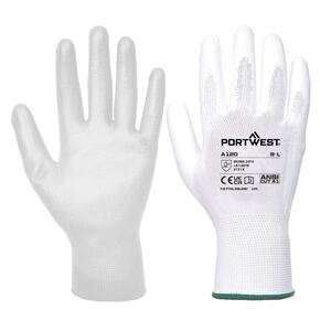 Portwest A120 PU Palm Coated Glove White - Indigo Supplies Ltd