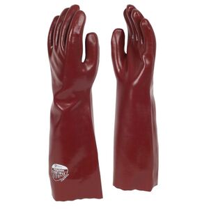 Heavyweight PVC Chemical Resistant Gauntlet Red 45CM - Indigo Supplies Ltd