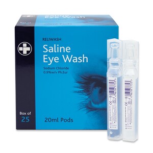 Reliance Medical 901 Saline Eyewash Pods 20ML (Pack 25) - Indigo Supplies Ltd