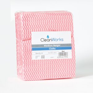CleanWorks Mediumweight Cloths Red (Pack 50) - Indigo Supplies Ltd