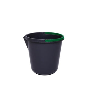 CleanWorks Black Plastic Bucket with Green Handle 2 Gallon - Indigo Supplies Ltd