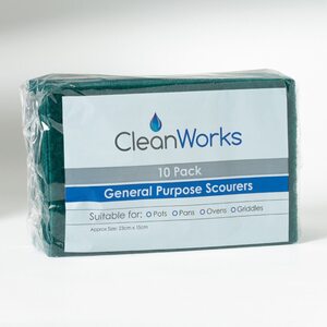 CleanWorks Green Scouring Pads (Pack 10) - Indigo Supplies Ltd