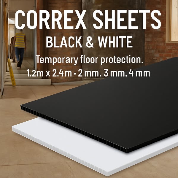 Correx White LPS1207 F/R 1.2M X 2.4M 2MM (250 sheets) - Indigo Supplies Ltd