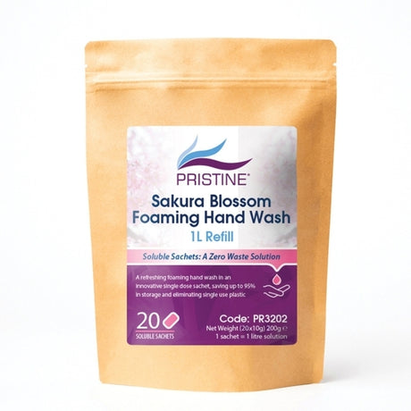 PRISTINE Sakura Blossom Foaming Hand Wash Bulk Fill Sachets (Pack 20) - Indigo Supplies Ltd