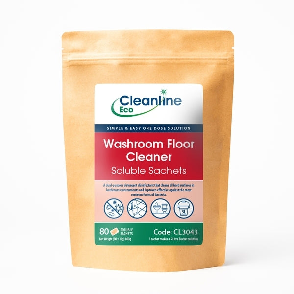 Cleanline Eco Washroom Floor Cleaner Bucket Soluble Sachets (Pack 80) - Indigo Supplies Ltd