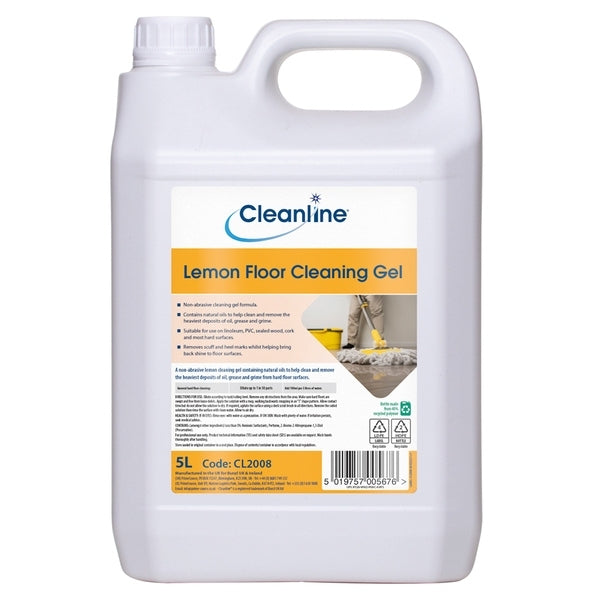 Cleanline Lemon Floor Cleaning Gel 5 Litre - Indigo Supplies Ltd