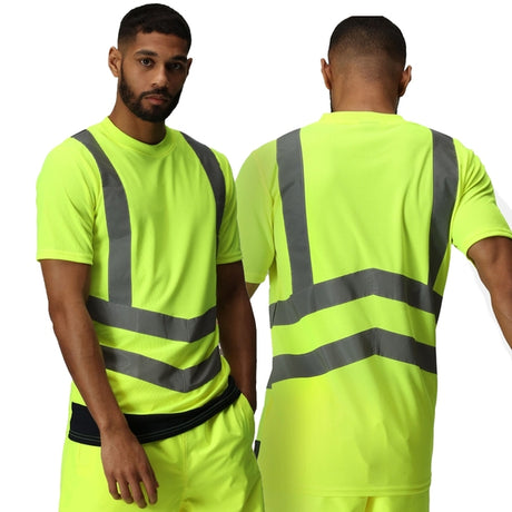 Regatta TRS194_207 Mens Pro T-Shirt High Visibility Yellow/Navy - Indigo Supplies Ltd