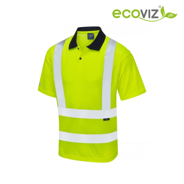 Leo P01-Y Croyde Recycled Ecoviz Short Sleeve Polo Shirt Orange - Indigo Supplies Ltd