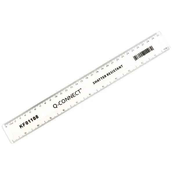 Q Connect Ruler Shatterproof Clear 300MM - Indigo Supplies Ltd