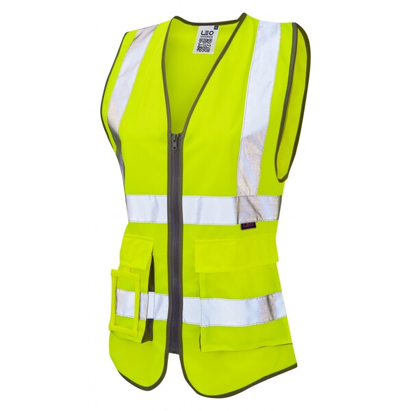 LYNMOUTH Superior High Visibility Ladies Executive Waistcoat Yellow - Indigo Supplies Ltd