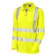 Leo Workwear Ladies Pollyfield Long Sleeved High Visibility Polo Shirt Yellow - Indigo Supplies Ltd
