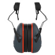 JSP Sonis Compact Helmet Mounted Cup/Ex-Vis Orange Plate Ear Defenders Dark Grey - Indigo Supplies Ltd