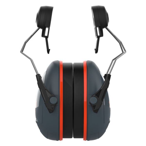 JSP Sonis Compact Helmet Mounted Cup/Ex-Vis Orange Plate Ear Defenders Dark Grey - Indigo Supplies Ltd