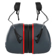 JSP Sonis 3 Helmet Mounted Cup/Ex-Vis Red Plate Ear Defenders Dark Grey - Indigo Supplies Ltd