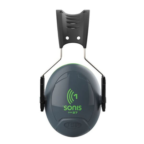 Sonis 1 Over Moulded Headband Dark Grey Cup/Ex-Vis Green Plate - Indigo Supplies Ltd