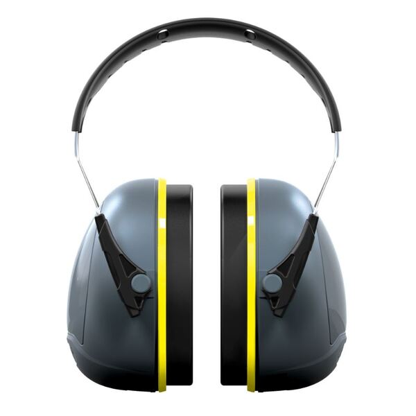 Sonis 2 Over Moulded Headband Dark Grey Cup/Ex-Vis Yellow Plate Ear Defenders - Indigo Supplies Ltd