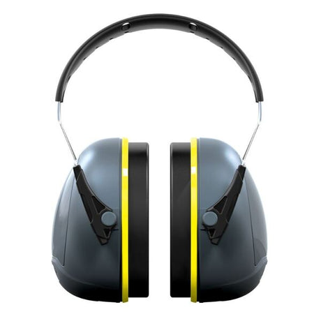 Sonis 2 Over Moulded Headband Dark Grey Cup/Ex-Vis Yellow Plate Ear Defenders - Indigo Supplies Ltd