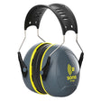 Sonis 2 Over Moulded Headband Dark Grey Cup/Ex-Vis Yellow Plate Ear Defenders - Indigo Supplies Ltd