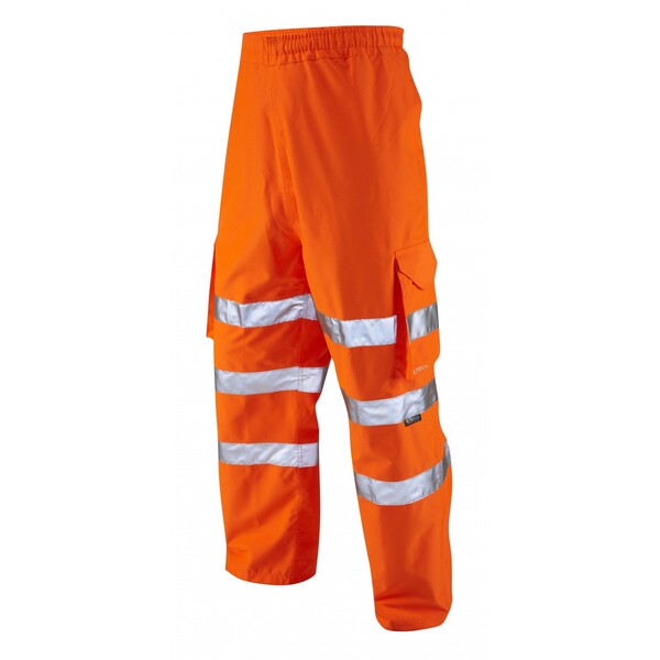 Leo L02-O High Visibility Instow Breathable Cargo Overtrouser Orange - Indigo Supplies Ltd