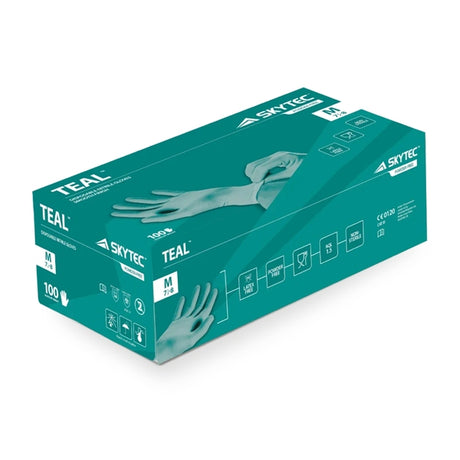 Skytec Nitrile Powderfree Disposable Gloves Teal (Box 100) - Indigo Supplies Ltd