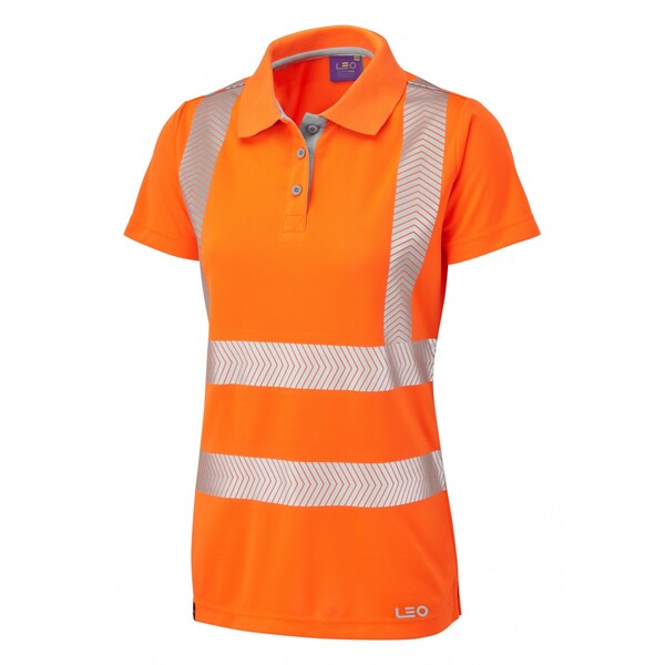 Leo PIPPACOTT Coolviz Ladies Polo Shirt ISO 20471 Cl 2 Orange - Indigo Supplies Ltd