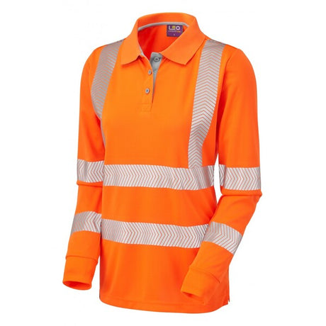 PL08-O Pollyfield Coolviz Ultra Ladies Long Sleeved Hi-Viz Polo Shirt Orange - Indigo Supplies Ltd