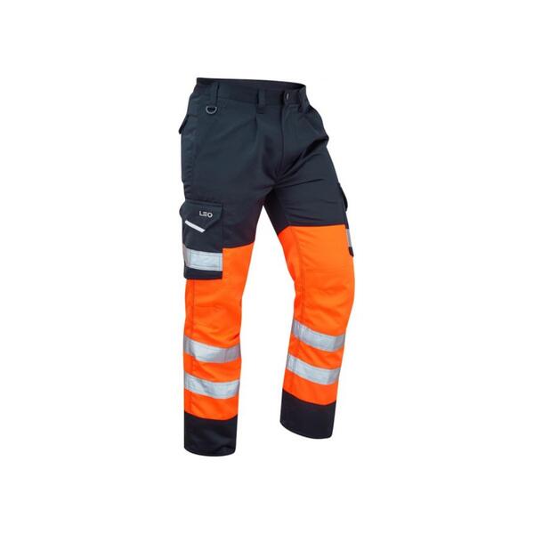 Leo CT01-O/NV Bideford ISO 20471 Class 1 Cargo Trouser (Reg Leg) Orange/Navy - Indigo Supplies Ltd