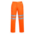 High Visibility Rail Track Polycotton Cargo Trousers Reg Leg Orange - Indigo Supplies Ltd