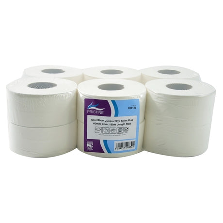 PRISTINE Toilet Rolls Mini Jumbo 2.1/4" Core (Pack 12) - Indigo Supplies Ltd