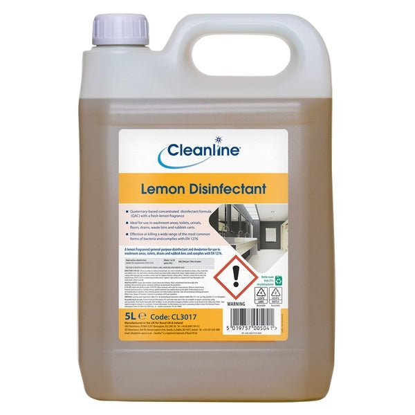 Cleanline Lemon Disinfectant 5 Litre - Indigo Supplies Ltd