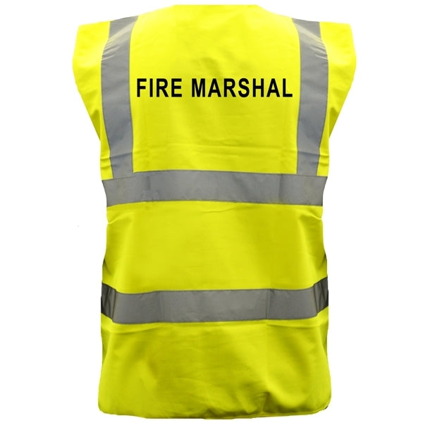 Pre-Printed FIRE MARSHAL High Visibility Waistcoat Yellow - Indigo Supplies Ltd
