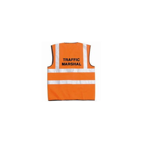 Pre-Printed TRAFFIC MARSHAL High Visibility Waistcoat Orange - Indigo Supplies Ltd