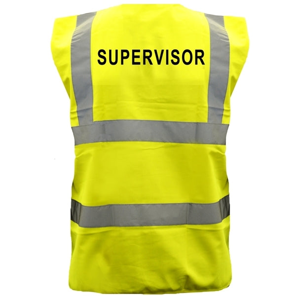 Pre-Printed SUPERVISOR High Visibility Waistcoat Yellow - Indigo Supplies Ltd