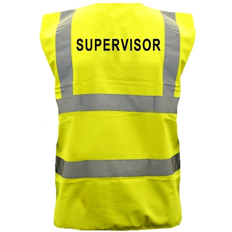 Pre-Printed SUPERVISOR High Visibility Waistcoat Yellow - Indigo Supplies Ltd