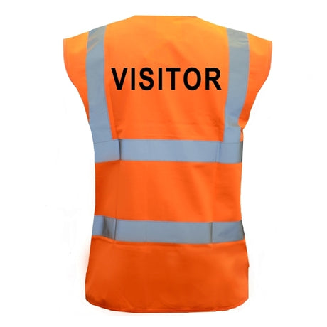 Pre-Printed VISITOR High Visibility Waistcoat Orange - Indigo Supplies Ltd