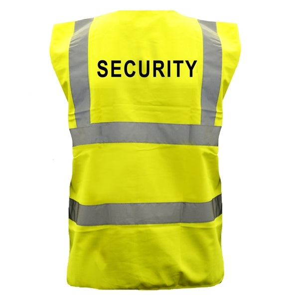 Pre-Printed SECURITY High Visibility Waistcoat Yellow - Indigo Supplies Ltd