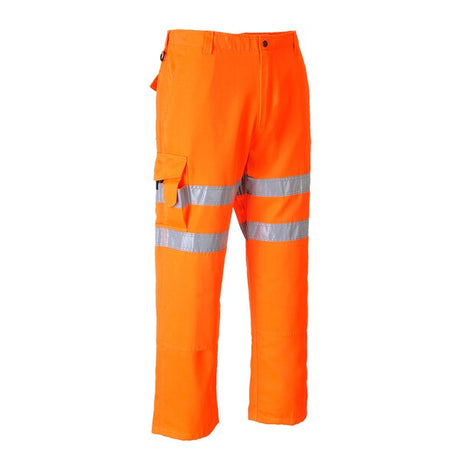 Portwest Hi-Vis Rail Track Combat Trousers Reg Leg Orange - Indigo Supplies Ltd