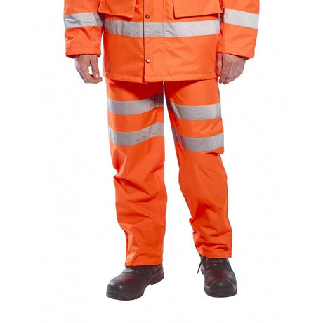 High Visibility Rail Track Trousers Regular Leg Orange - Indigo Supplies Ltd