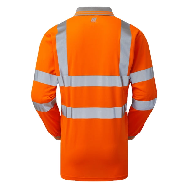 PULSAR PR470 High Visibility Long Sleeve Polo Shirt Orange - Indigo Supplies Ltd