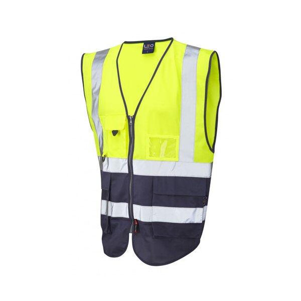 Lynton Executive High Visibility Waistcoat Yellow/Navy - Indigo Supplies Ltd