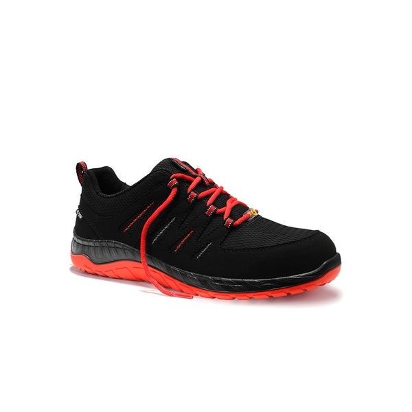 Elten 729201 Maddox Trainer Low S3S ESD Wide Fit Black/Red - Indigo Supplies Ltd